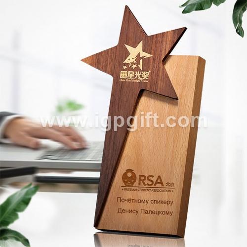 IGP(Innovative Gift & Premium) | Double color solid wood star trophy