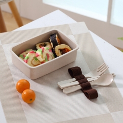 Bamboo Fiber Square Lunch Box with Tableware