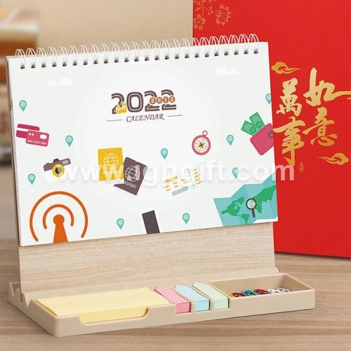 IGP(Innovative Gift & Premium) | Wooden Desk Calendar with Memo Pads and Paper Clip