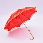 Red Dark Lines Printing Straight Rod Umbrella