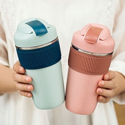 316 Stainless steel portable insulated coffee mug with straw