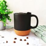 Ceramic Coffee Mug with Wooden Bottom