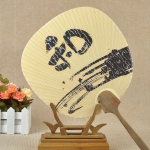 Japanese Style Paper-cut Pattern Bamboo Handle Fan