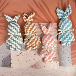 波浪条纹兔子造型毛巾
