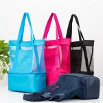Double-layer Mesh Beach Bag with Insulated Bag