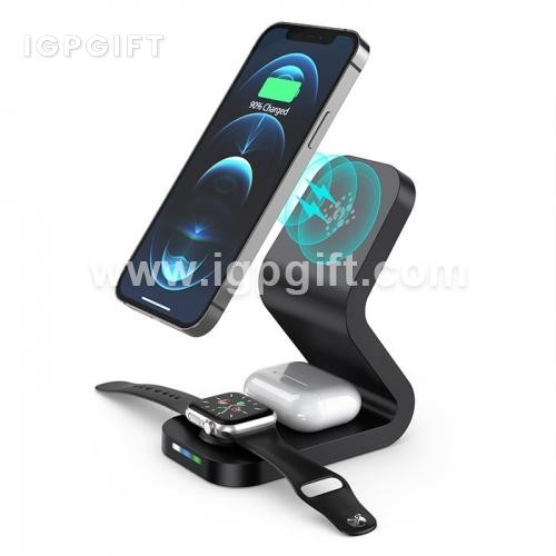 三合一磁吸無線充電支架
