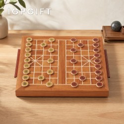 實木鑲嵌皮革象棋套裝
