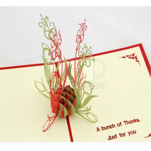 剪紙蘭花折疊賀卡