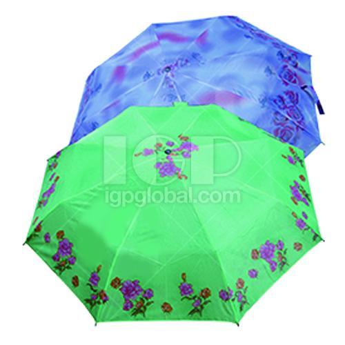 印花縮骨摺疊雨傘