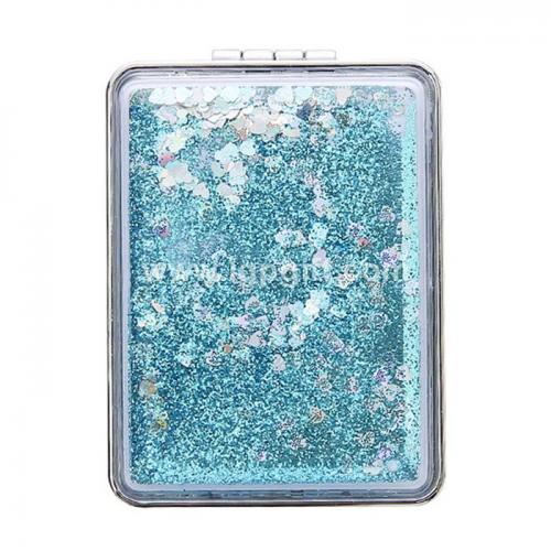 Liquid glitter foldable makeup mirror