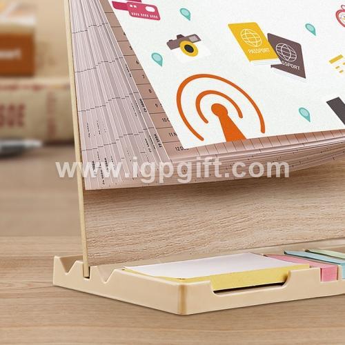Wooden Desk Calendar with Memo Pads and Paper Clip