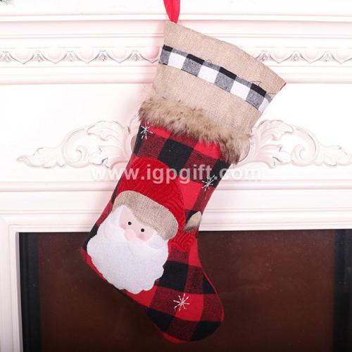 Plaid pattern Christmas stocking