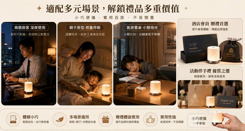 酒店客房質感禮品首選,定製Logo矽膠小夜燈超暖心